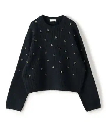 BALLSEY 코튼 폴리에스테르 리리얀 비즈 크루넥 풀오버