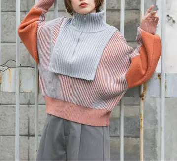 레이어드 하프 ZIP 니트 KBF [미사용에 가까움]