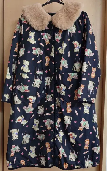 yukiemon*3L*마제마제 패턴 코트*블랙