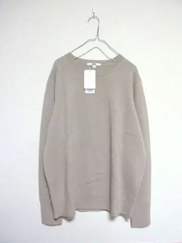 새상품 유니클로 UNIQLO 3XL 베이지 캐시미어 크루넥 니트