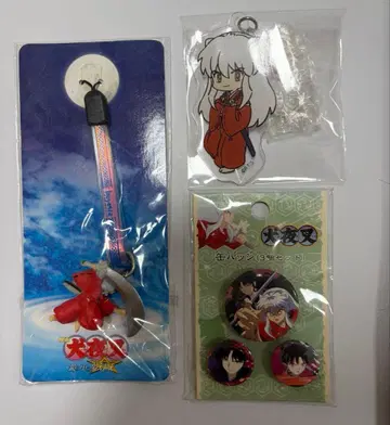 이누야샤 캔뱃지 아크릴 키링 스트랩 3개 세트