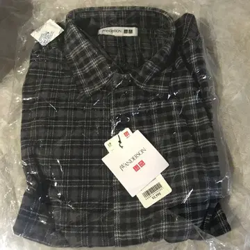택 포함 유니클로 JW ANDERSON 플란넬 셔츠 M 다크 그레이