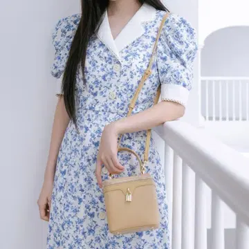 SNIDEL 멀티 프린트 퍼프 슬리브 원피스