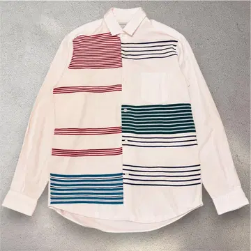 TOMORROWLAND 비대칭 보더 코튼 셔츠