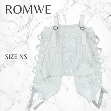 롬웨이 작은 사이즈 시스루 오프숄더 지뢰계 리본 니트 XS
