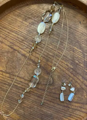 VB 반돔 부티크 롱 목걸이 담수 펄 귀걸이 세트 새상품급