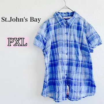 [새상품급] St.John's Bay 반팔 셔츠 [PXL] 블루 체크