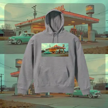 레트로 주유소 미국차 노스탤지어 후드티 XL