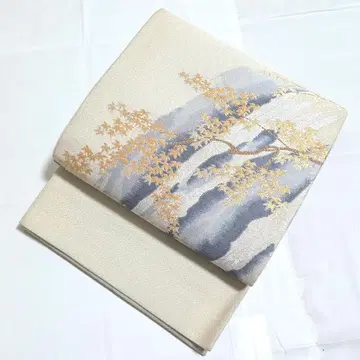 A 직조 풍경 무늬 금은사 북 순수 실크 포멀 후쿠로 오비