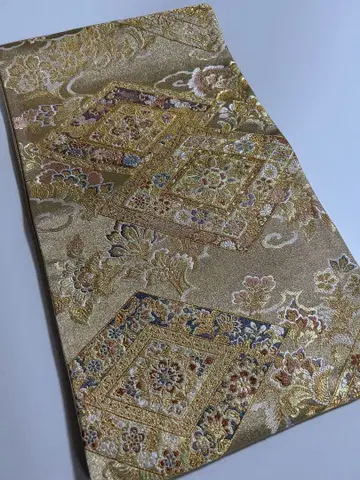 럭셔리하고 화려한! 미사용품 본금 꽃무늬 후쿠로 오비 47