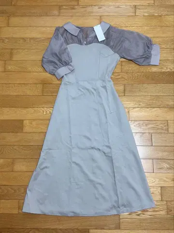 MAJESTIC LEGON 셔츠 도킹 컷 원피스 그레이