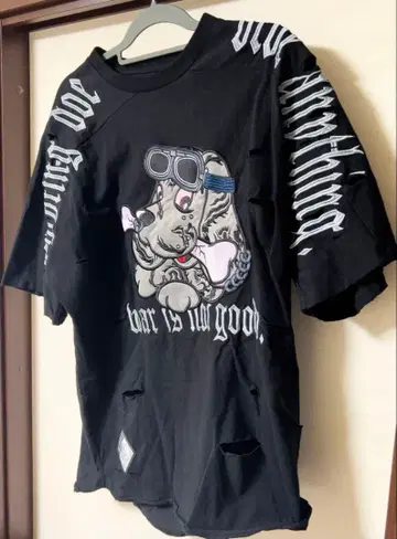 GALFY 데미지 가공 T셔츠 병에 물들다 반전 T셔츠