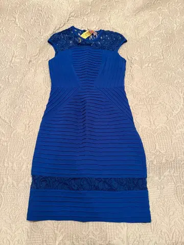 파란색 스트라이프 디자인의 드레스