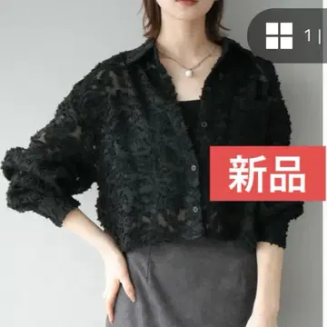 [ 미개봉 새상품 ] lumier 뤼미에 자카드 숏 셔츠 블랙