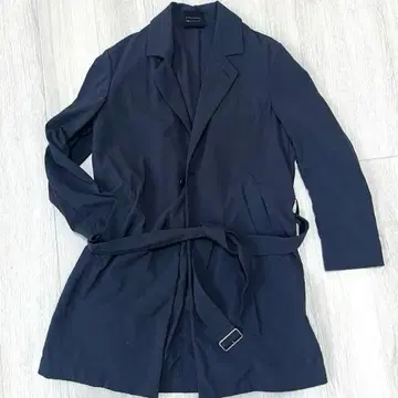 네이비 스텐카라 코트 벨트 포함 스티븐 앨런