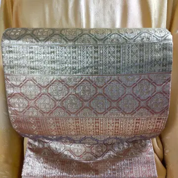 순수 실크 가로 단 촉강 직조 후쿠로 오비 (711)