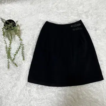 [그로브] 플리스 스커트 블랙 안감 부착 M 가을 겨울 귀여운 고급