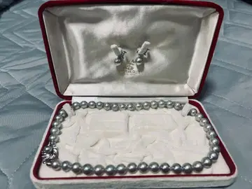 실버 펄 목걸이 귀찌 세트