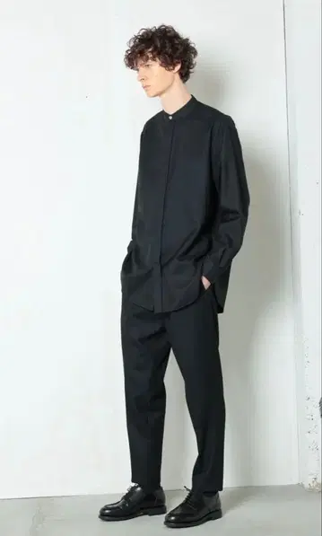 MB 하이엔드 비슈 울 셔츠 (밴드 카라) 블랙 M 사이즈