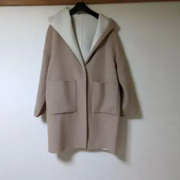 ROPE 후드 부착 울 리버 코트