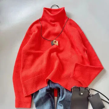 새상품급 23구 캐시미어 울 니트 스웨터 오버 사이즈 오렌지