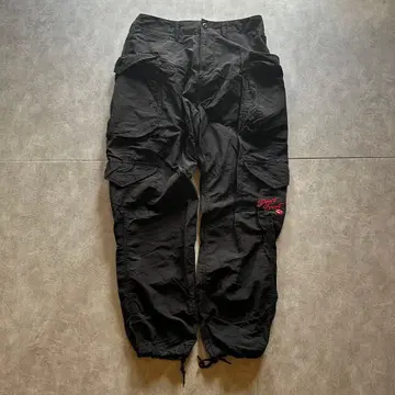 x-large grunge nylon cargo pants black