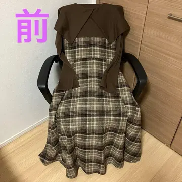 GRL 체크 무늬 빅 칼라 플레어 원피스