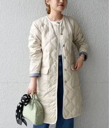 [ SHIPS any 별주 ] TAION: 파이핑 노카라 퀼팅 코트