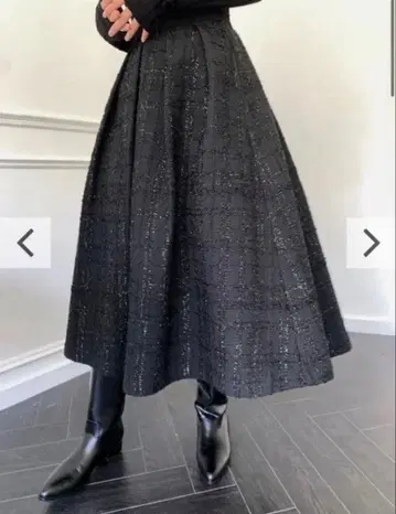 BIRTHDAY BASH 블랙 체크 무늬 플레어 스커트 롱 기장