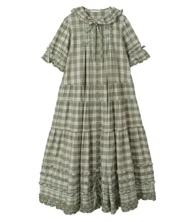 핑크하우스 토끼 귀 후드 부착 오리지널 체크 원피스