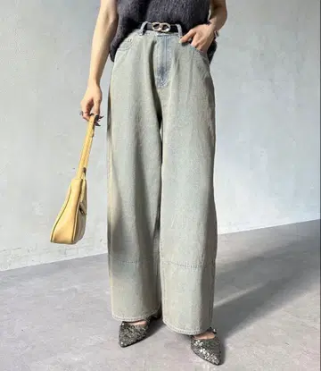 제본 오버다이 와이드 데님 블루