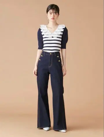 Lily Brown] 스트레치 플레어 데님 팬츠 여성용