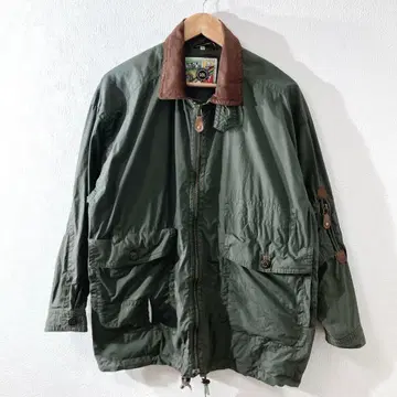 빈티지 밀리터리 자켓 옷깃 가죽 카키 남성용 M 구제 의류