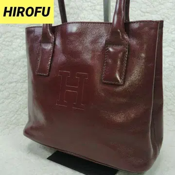 HIROFU 히로후 가죽 핸드백 로고 엠보 브라운