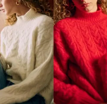 SEZANE 세잔느 알파카 케이블 터틀넥 니트 ivory