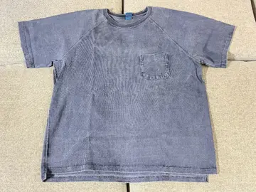 다크 블루 코튼 티셔츠 포켓 부착