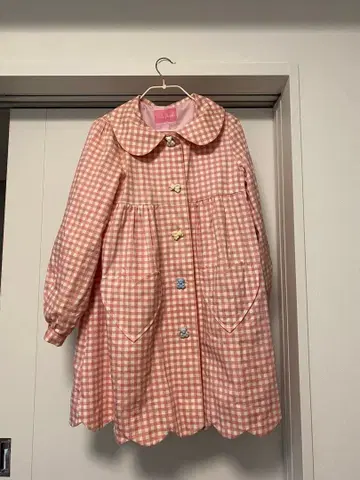 나일 퍼치 핑크 체크 롱 코트