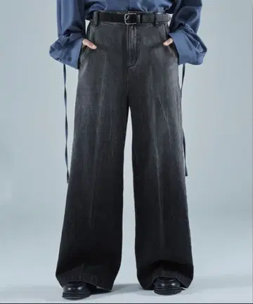 VELNUS 블랙 와이드 플레어 데님 L 사이즈