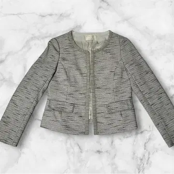 애니시스 노카라 트위드 자켓 그레이 화이트