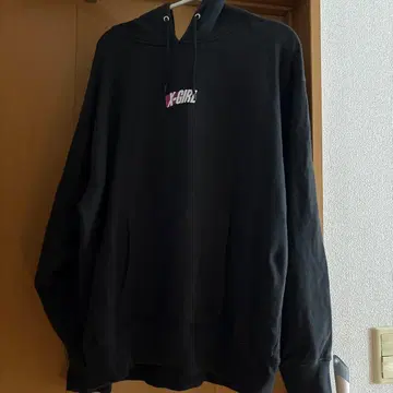 X-GIRL 로고 블랙 후드티