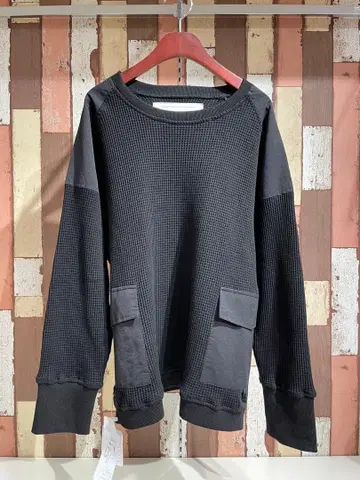 [ S_Re: ] 포켓 부착 와플 롱 T SR-0048 BLK