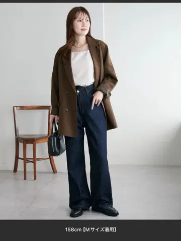 DISCOAT US 코튼 데님 세미 플레어 팬츠