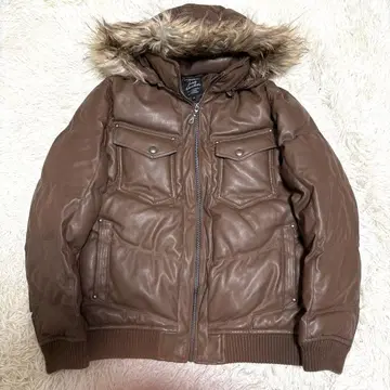 y2k 퍼 다운 헤이세이 리브 그런지 락 인조 가죽 브라운 갸루 M