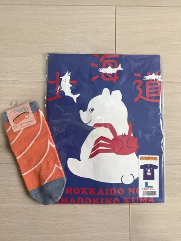 홋카이도 한정 곰카니T셔츠 & 오샤케 양말 세트