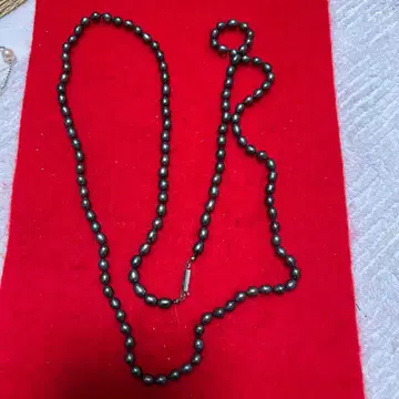 그레이 담수 펄 롱 목걸이