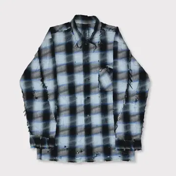 [완판템] MINUS Slash Seam Ombre Check Shirt