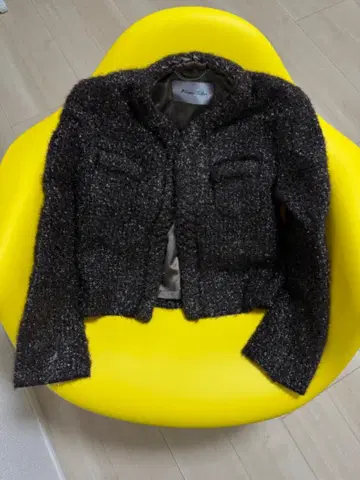 노카라 자켓 다크 브라운 라메 트위드