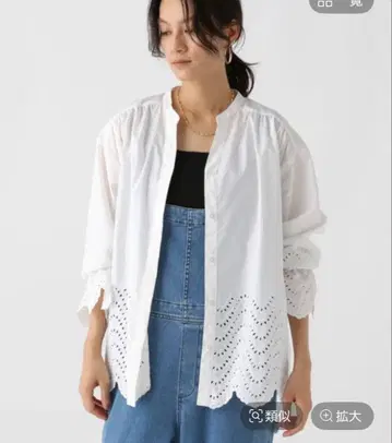 스캘럽 레이스 블라우스