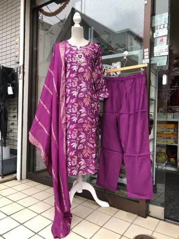 쿠르타, 팬츠, 숄 (3점 세트)