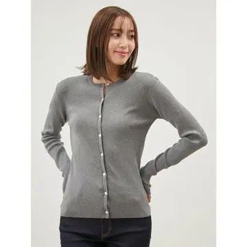 [새상품] Mila Owen 크루넥 리브 니트 가디건 긴팔 그레이